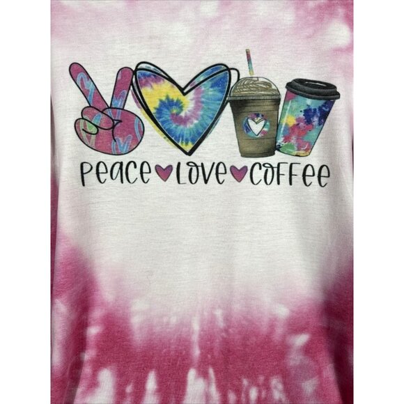 Glidden Shirt Peace Love And Coffee Women’s T-Shirt Pink Hippie Vibes Medium Top - Picture 2 of 13